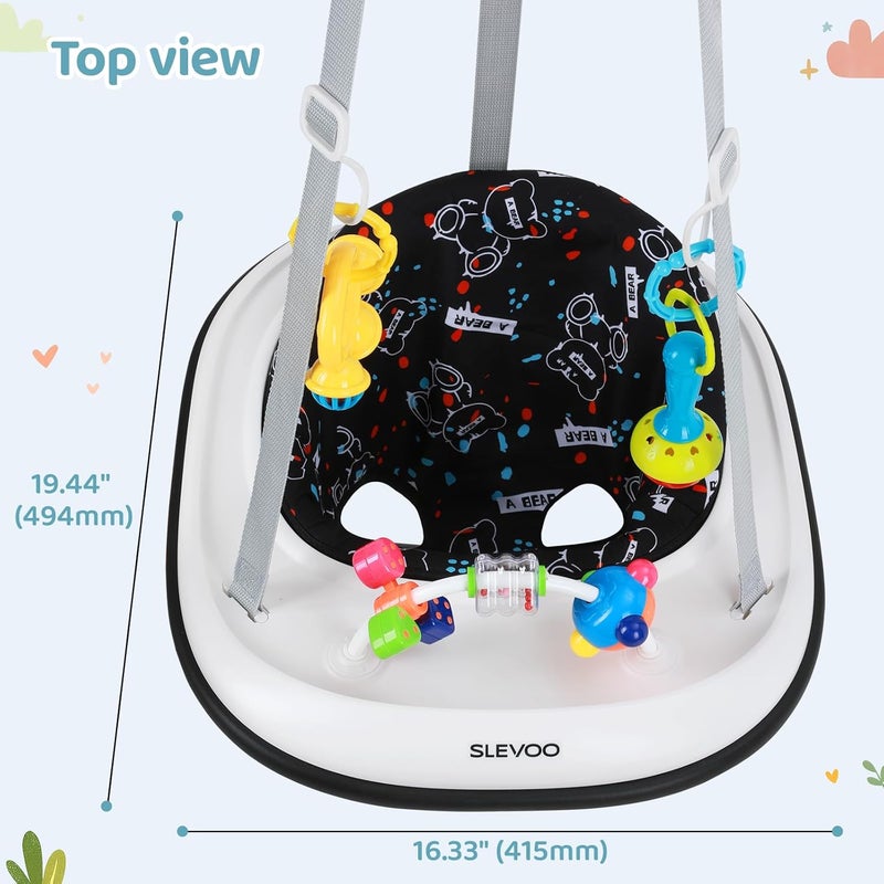 Slevoo Baby Jumper, Baby Door Jumper with Bumper, Play Tray and Two Jingle Rattles, Quiet Bear - Image 5